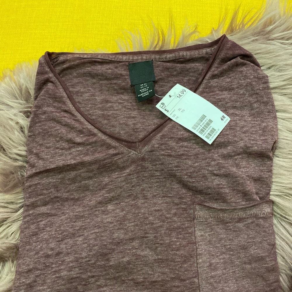 Wine V neck shirt